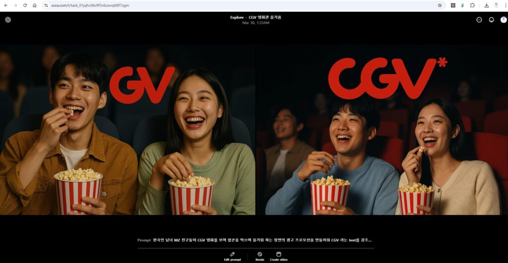 sora 광고 포스터 제작 